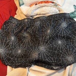 Black Spider Web Patterned PJ Shorts